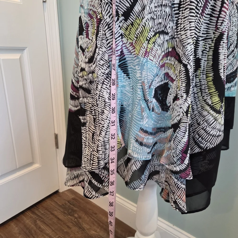 MSK Black With Multi Colored Dress Sleeveless Size Medium Asymmetrical
